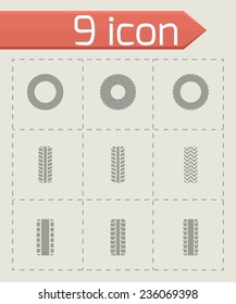 Vector tire icon set on grey background