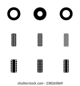 Vector tire icon set on white background
