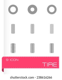 Vector tire icon set on grey background