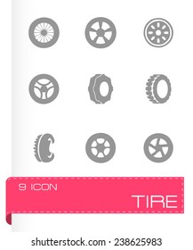 Vector tire icon set on grey background