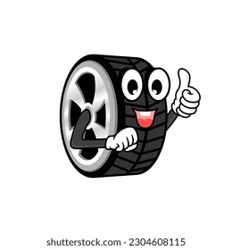 Vector Tire Mascot Ilustration With Funny Face and thumbs up