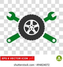 Vector Tire Service EPS vector pictograph. Illustration style is flat iconic bicolor green and gray symbol on a transparent background.