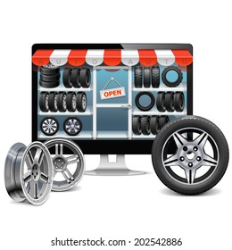 Vector Tire Shop Concept