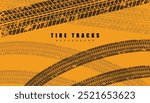 Vector Tire Track on orange Background. Grunge Tire Track.