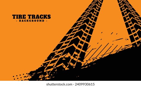 Vector Tire Track on orange Background. Grunge Tire Track.