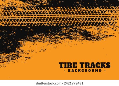 Vector Tire Track on orange Background. Grunge Tire Track.