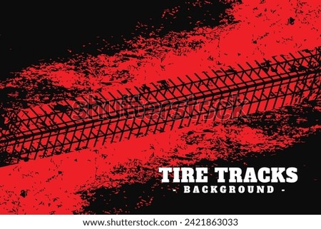 Vector Tire Track on orange Background. Grunge Tire Track.