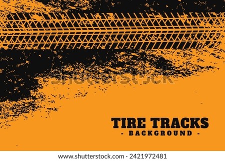 Vector Tire Track on orange Background. Grunge Tire Track.