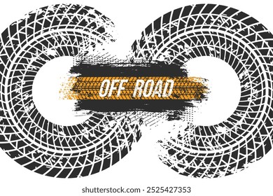 Vector Tire Track on White Background. Grunge Tire Track.	