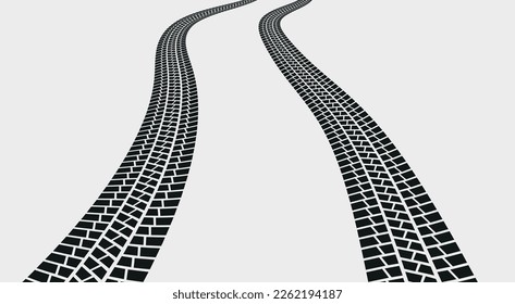 Pistas de neumáticos vectores, marcas de neumáticos, rodadura de neumáticos.