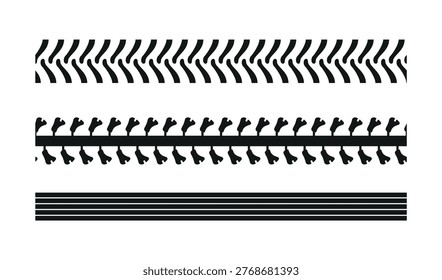Vector tire tracks on black colour
