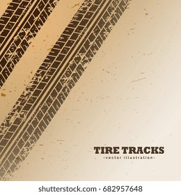 vector tire tracks on mud background