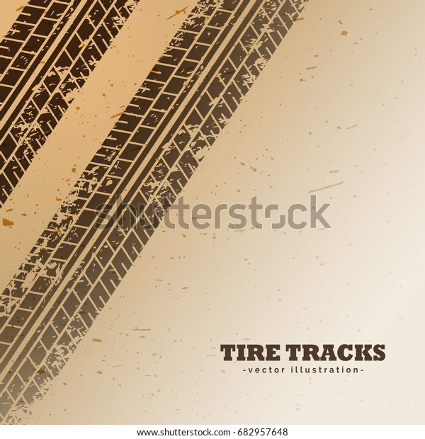 vector tire tracks on mud\
background