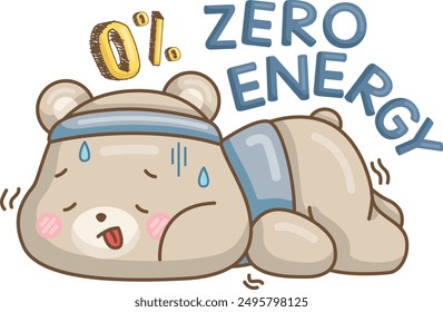 a vector of a tired bear after exercising