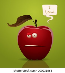 Vector tired cartoon apple