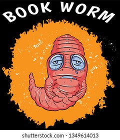 Vector Tired Cartoon Bookworm 
