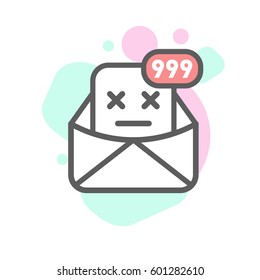 Vector tired emoji emoticon face in email with a lot of variation. Modern flat icon design.