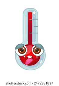 Vector tired red thermometer  in hot weather