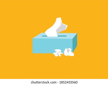 Vector of tissue box on orange background