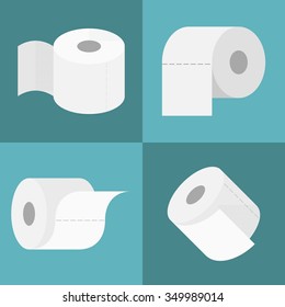 Vector Tissue Roll Icons Set, Flat Design