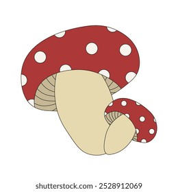 Vector Toadstool isolated transparent background. Toadstool template design can used botanical card poster fabric decor design. Flat style mushroom. Editable stroke. EPS 10