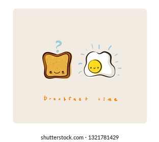 Vector toast and eggs cute icons