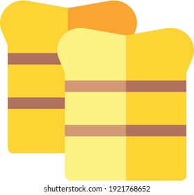 vector toast icon. Flat illustration of toast bread.