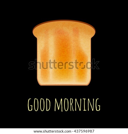 Vector toast isolated on black. Toast bread vector illustration. Realistic bread slice on black. Vector breakfast toast concept. Toast icon isolated.