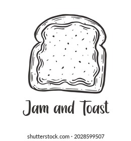 Vector of Toast and Jam hand drawn sketch style. Drawing element design. Used for menu, poster, banner, label, logo or printed t-shirts, etc.