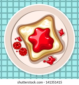 vector toast with raspberry jam