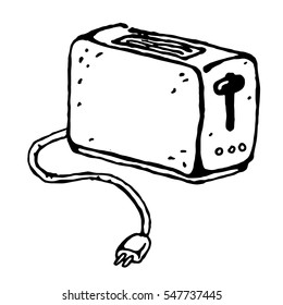 Vector toaster, kitchen equipment icon, home constructor element, design household appliances. Hand drawn toaster