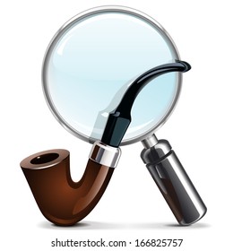 Vector Tobacco Pipe and Loupe