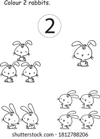 vector Toddler rabbit learning numbers activity