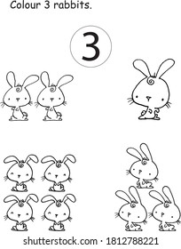vector Toddler rabbit learning numbers activity