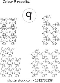 vector Toddler rabbit learning numbers activity