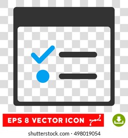 Vector Todo Items Calendar Page EPS vector pictogram. Illustration style is flat iconic bicolor blue and gray symbol on a transparent background.