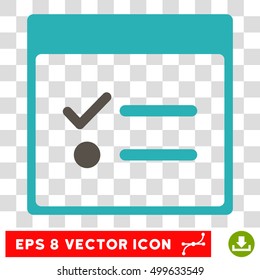 Vector Todo Items Calendar Page EPS vector pictogram. Illustration style is flat iconic bicolor grey and cyan symbol on a transparent background.