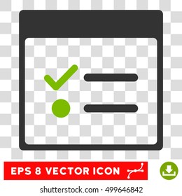 Vector Todo Items Calendar Page EPS vector pictogram. Illustration style is flat iconic bicolor eco green and gray symbol on a transparent background.