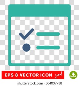 Vector Todo Items Calendar Page EPS vector pictogram. Illustration style is flat iconic bicolor cobalt and cyan symbol on a transparent background.