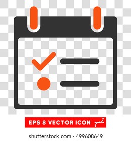 Vector Todo List Calendar Day EPS vector pictograph. Illustration style is flat iconic bicolor orange and gray symbol on a transparent background.