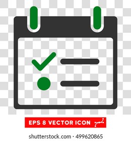 Vector Todo List Calendar Day EPS vector pictogram. Illustration style is flat iconic bicolor green and gray symbol on a transparent background.