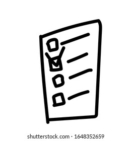 Vector to-do list. Illustration as an icon on white isolated background hand drawn black line art. Design for social networks, web, prints, cards, coloring, banners, wrapping paper.
