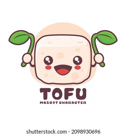 vector tofu cartoon mascot, suitable for, logos, prints, stickers, etc, isolated on a white background.