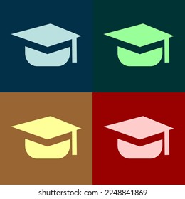 Vector of Toga Hat Icon with four color variations. Suitable for design materials, illustrations, application icons or websites