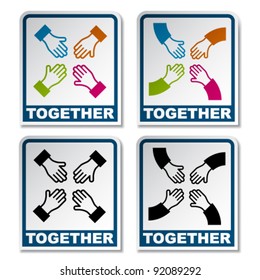 vector together aiming hands sticker