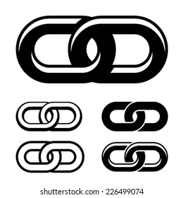 vector together chain black white symbols