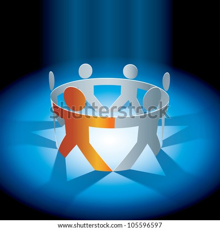 Vector togetherness concept illustration. People symbol chain. Elements are layered separately in vector file.