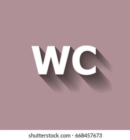 Vector toilet icon, includes WC inscription  with shadow.