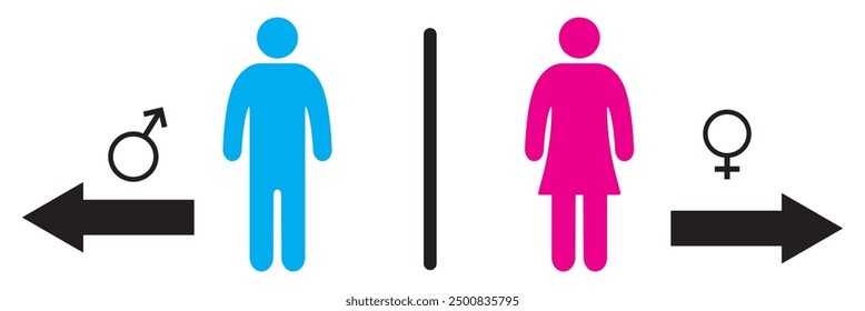 Conjunto de iconos de inodoro de Vector. Trazo editable. Cuarto de baño para hombres y mujeres. Colección de letreros en el baño. Inodoro para hombre y mujer. Ilustración vectorial. EPS 10.