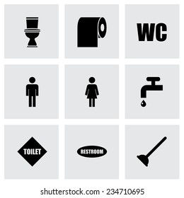 Vector toilet icon set on grey background